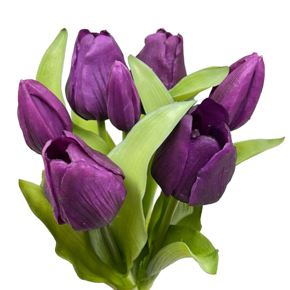 Melting Pot - Kunstbloem Boeket - 7 Tulpen Paars 29cm