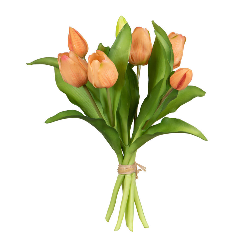 Melting Pot - Kunstbloem Boeket - 7 Tulpen Zalm 29cm Melting Pot - Kunstbloem Boeket - 7 Tulpen Zalm 29cm