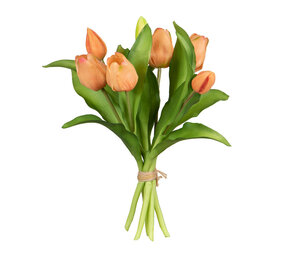 Melting Pot - Kunstbloem Boeket - 7 Tulpen Zalm 29cm Melting Pot - Kunstbloem Boeket - 7 Tulpen Zalm 29cm