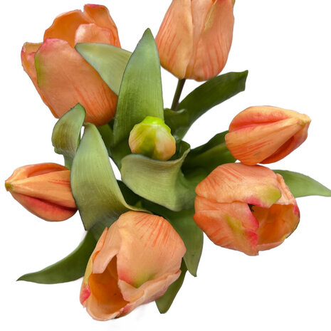 Melting Pot - Kunstbloem Boeket - 7 Tulpen Zalm 29cm Melting Pot - Kunstbloem Boeket - 7 Tulpen Zalm 29cm