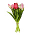 Kunstbloem Boeket - 7 Tulpen Roze-Rood Mix 29cm Kunstbloem Boeket - 7 Tulpen Roze-Rood Mix 29cm
