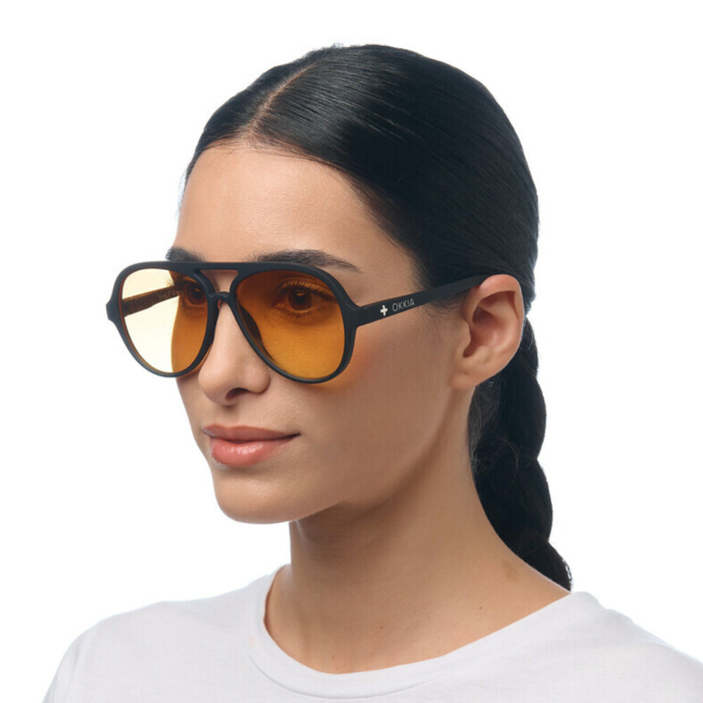 Okkia - Zonnebril ALESSIO Aviator Black Yellow OK021BK-YE Okkia - Zonnebril ALESSIO Aviator Black Yellow OK021BK-YE