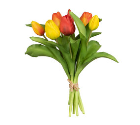 Melting Pot - Kunstbloem Boeket - 7 Tulpen Geel-Oranje-Rood Mix 29cm Melting Pot - Kunstbloem Boeket - 7 Tulpen Geel-Oranje-Rood Mix 29cm