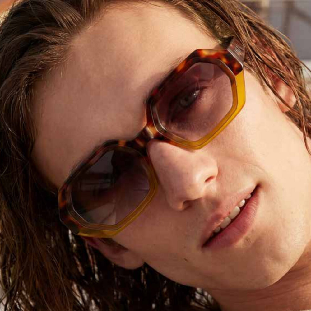 Okkia - Zonnebril ANDREA Small Hexagon Havana Yellow OK022-HY