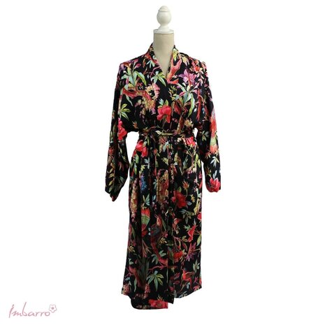 Imbarro - Kimono Royal Paradise Black Viscose One-size Imbarro - Kimono Royal Paradise Black Viscose One-size