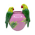 Vaas met Papegaaien Roze-Groen 21x24cm