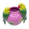 Melting Pot - Vaas met Papegaaien Roze-Groen 21x24cm