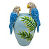 Vaas met Papegaaien Blauw-Groen 24x32cm