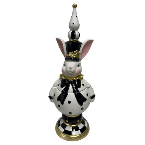 Melting Pot - Pot met Deksel Paashaas Zwart-Wit Keramiek 17x49cm