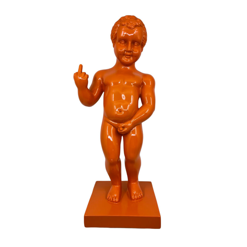 Melting Pot - Beeld Manneken Pis Fuck You Oranje 20x45cm