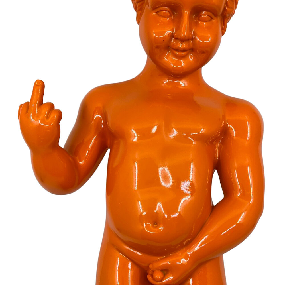 Melting Pot - Beeld Manneken Pis Fuck You Oranje 20x45cm
