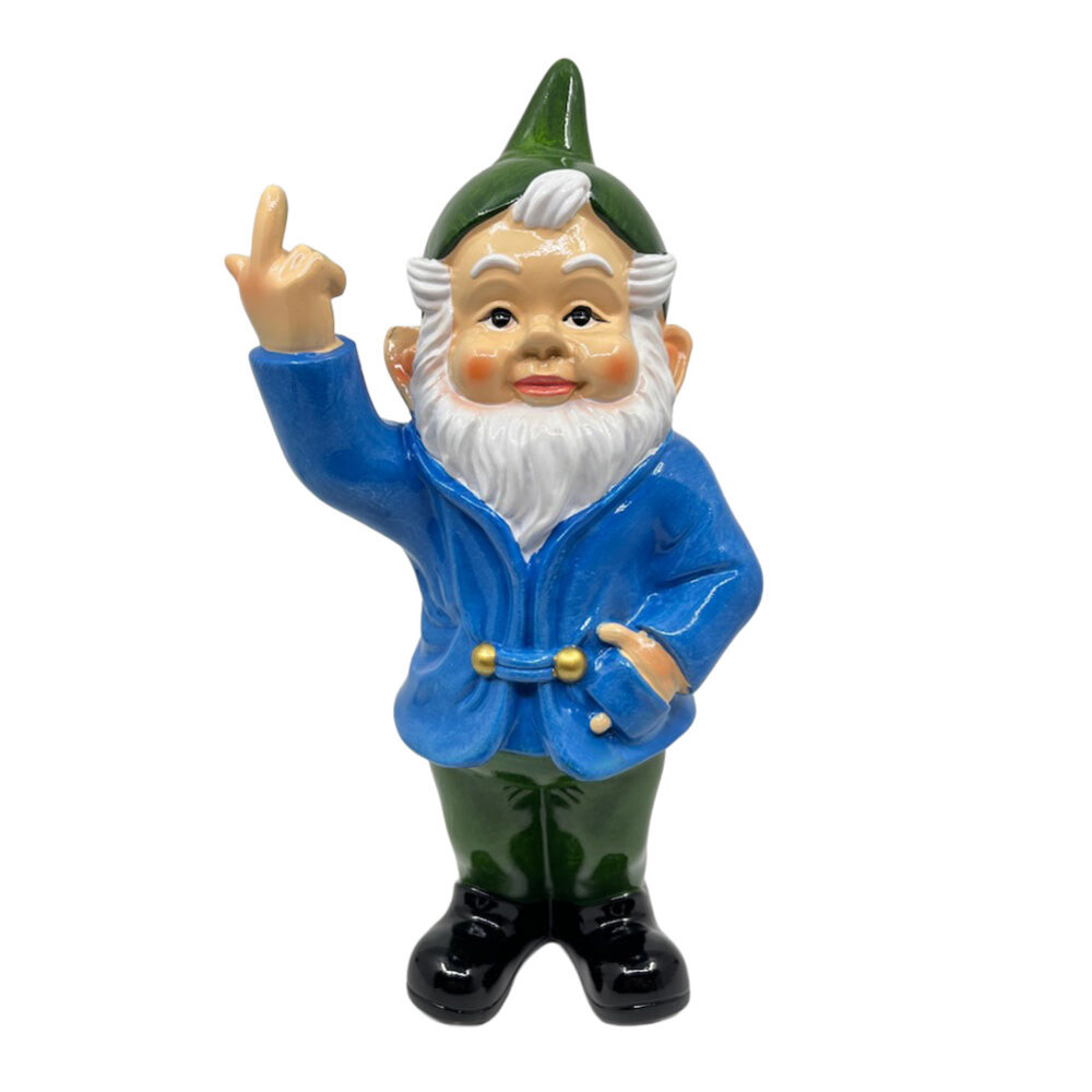 Melting Pot - Beeld Kabouter Fuck You Blauw-Groen 32cm