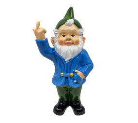 Melting Pot - Beeld Kabouter Fuck You Blauw-Groen 32cm