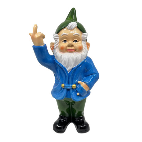 Melting Pot - Beeld Kabouter Fuck You Blauw-Groen 32cm