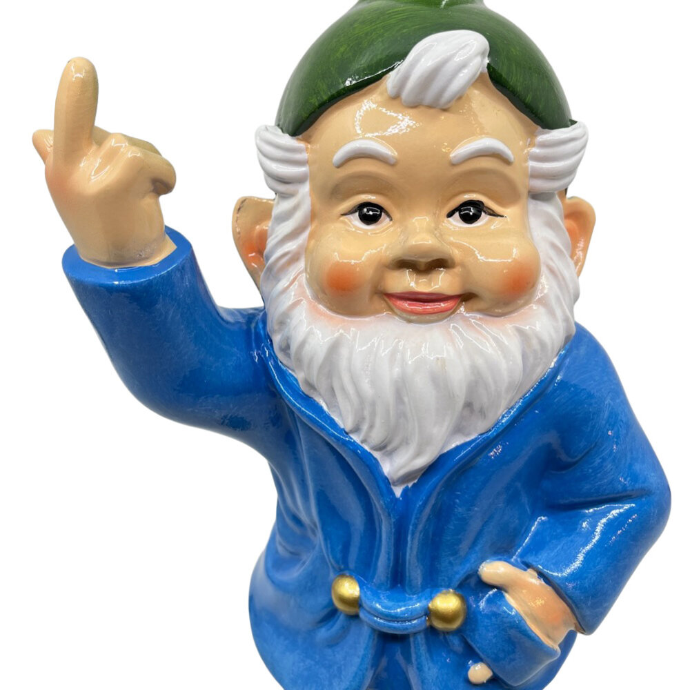 Melting Pot - Beeld Kabouter Fuck You Blauw-Groen 32cm