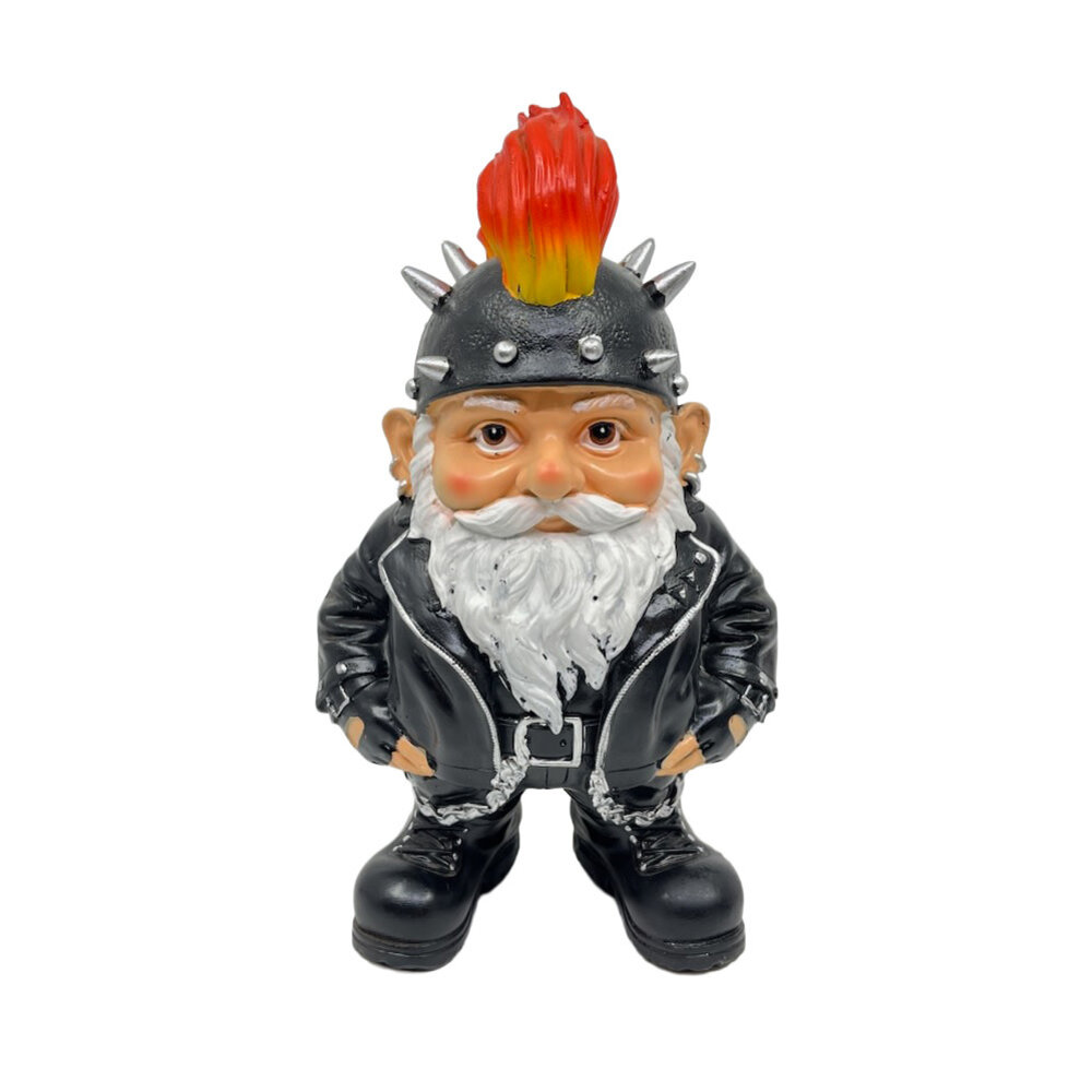 Melting Pot - Beeldje Kabouter Biker Hanenkam Zwart 25cm