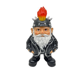 Melting Pot - Beeldje Kabouter Biker Hanenkam Zwart 25cm