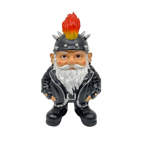 Melting Pot - Beeldje Kabouter Biker Hanenkam Zwart 25cm