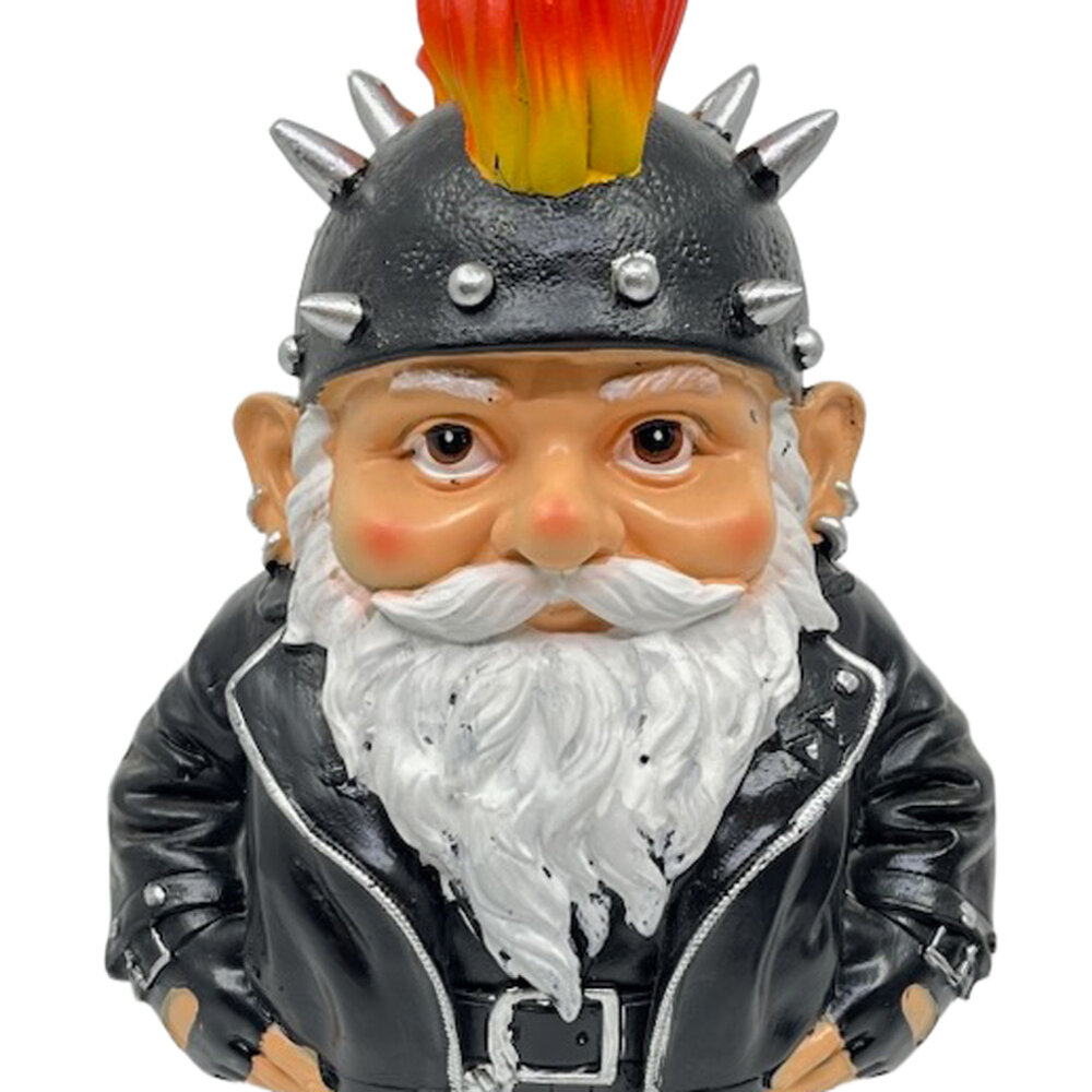 Melting Pot - Beeldje Kabouter Biker Hanenkam Zwart 25cm