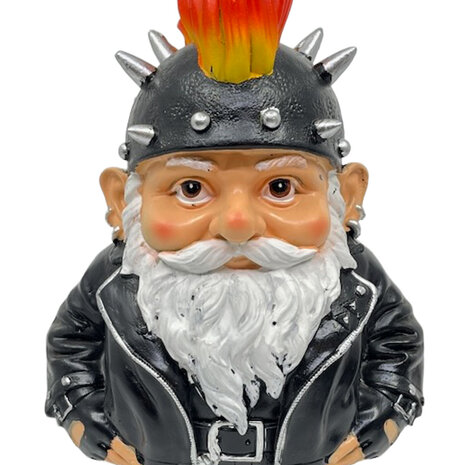 Melting Pot - Beeldje Kabouter Biker Hanenkam Zwart 25cm