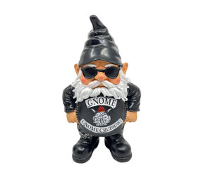 Melting Pot - Beeldje Kabouter Biker Puntmuts Zwart 25cm