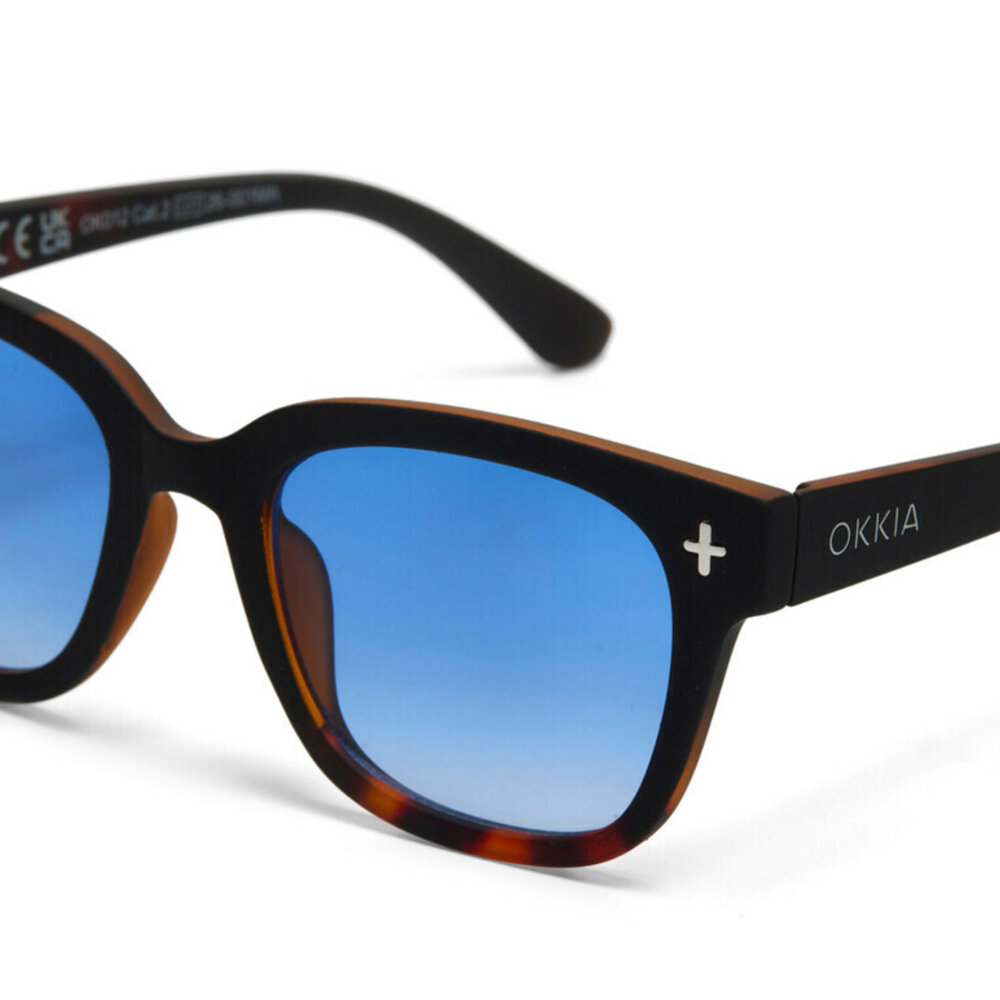 Okkia - Zonnebril GIOVANNI Black Havana met Blauwe Glazen OK012B3H-BL