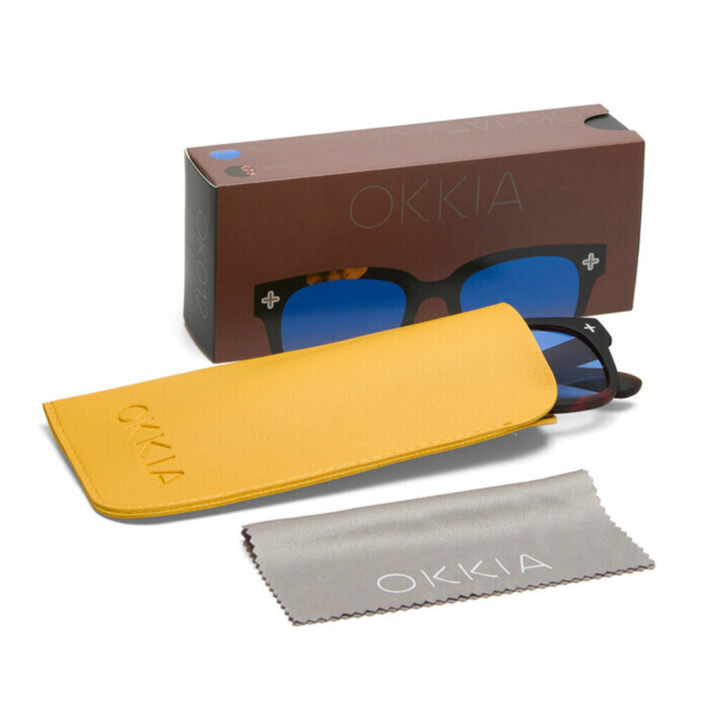 Okkia - Zonnebril GIOVANNI Black Havana met Blauwe Glazen OK012B3H-BL