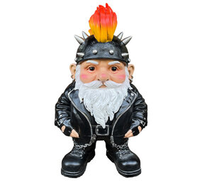 Melting Pot - Beeld Kabouter Biker Hanenkam Zwart XL 45x70cm Melting Pot - Beeld Kabouter Biker Hanenkam Zwart XL 45x70cm