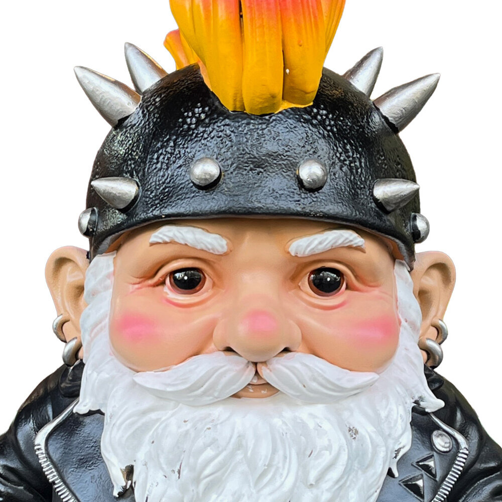 Melting Pot - Beeld Kabouter Biker Hanenkam Zwart XL 45x70cm Melting Pot - Beeld Kabouter Biker Hanenkam Zwart XL 45x70cm