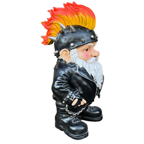 Melting Pot - Beeld Kabouter Biker Hanenkam Zwart XL 45x70cm Melting Pot - Beeld Kabouter Biker Hanenkam Zwart XL 45x70cm