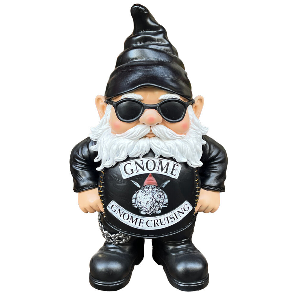 Melting Pot - Beeld Kabouter Biker Puntmuts Zwart XL 45x70cm Melting Pot - Beeld Kabouter Biker Puntmuts Zwart XL 45x70cm