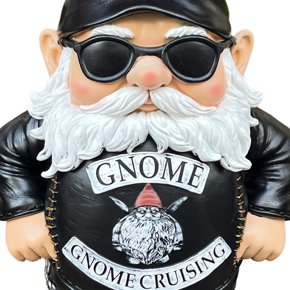 Melting Pot - Beeld Kabouter Biker Puntmuts Zwart XL 45x70cm Melting Pot - Beeld Kabouter Biker Puntmuts Zwart XL 45x70cm