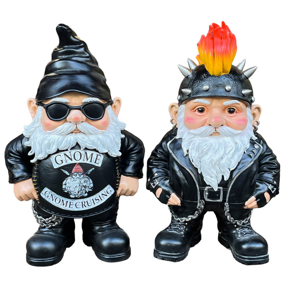 Melting Pot - Beeld Kabouter Biker Puntmuts Zwart XL 45x70cm Melting Pot - Beeld Kabouter Biker Puntmuts Zwart XL 45x70cm