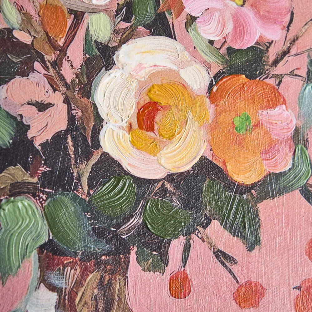 Werns - Schilderij Bloemenvaas Roze Oranje Acryl 43x53cm ingelijst Werns - Schilderij Bloemenvaas Roze Oranje Acryl 43x53cm ingelijst