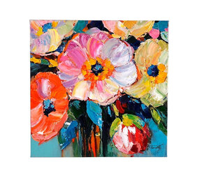 Werns - Schilderij Bloemen Multicolor Acryl op Canvas 60x60cm Werns - Schilderij Bloemen Multicolor Acryl op Canvas 60x60cm