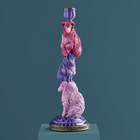 Werns - Kandelaar Schaapjes Roze Multicolor 13x40cm