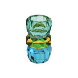 Werns - Kandelaar-Waxinehouder Kristal Turquoise-Goud-Blauw Glas 6x10cm