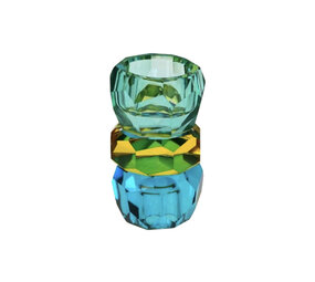 Werns - Kandelaar-Waxinehouder Kristal Turquoise-Goud-Blauw Glas 6x10cm Werns - Kandelaar-Waxinehouder Kristal Turquoise-Goud-Blauw Glas 6x10cm
