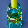 Werns - Kandelaar-Waxinehouder Kristal Turquoise-Goud-Blauw Glas 6x10cm Werns - Kandelaar-Waxinehouder Kristal Turquoise-Goud-Blauw Glas 6x10cm