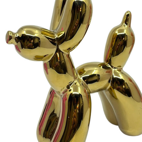 Melting Pot - Beeldje Ballon Hond Glans Goud Keramiek 19x18cm