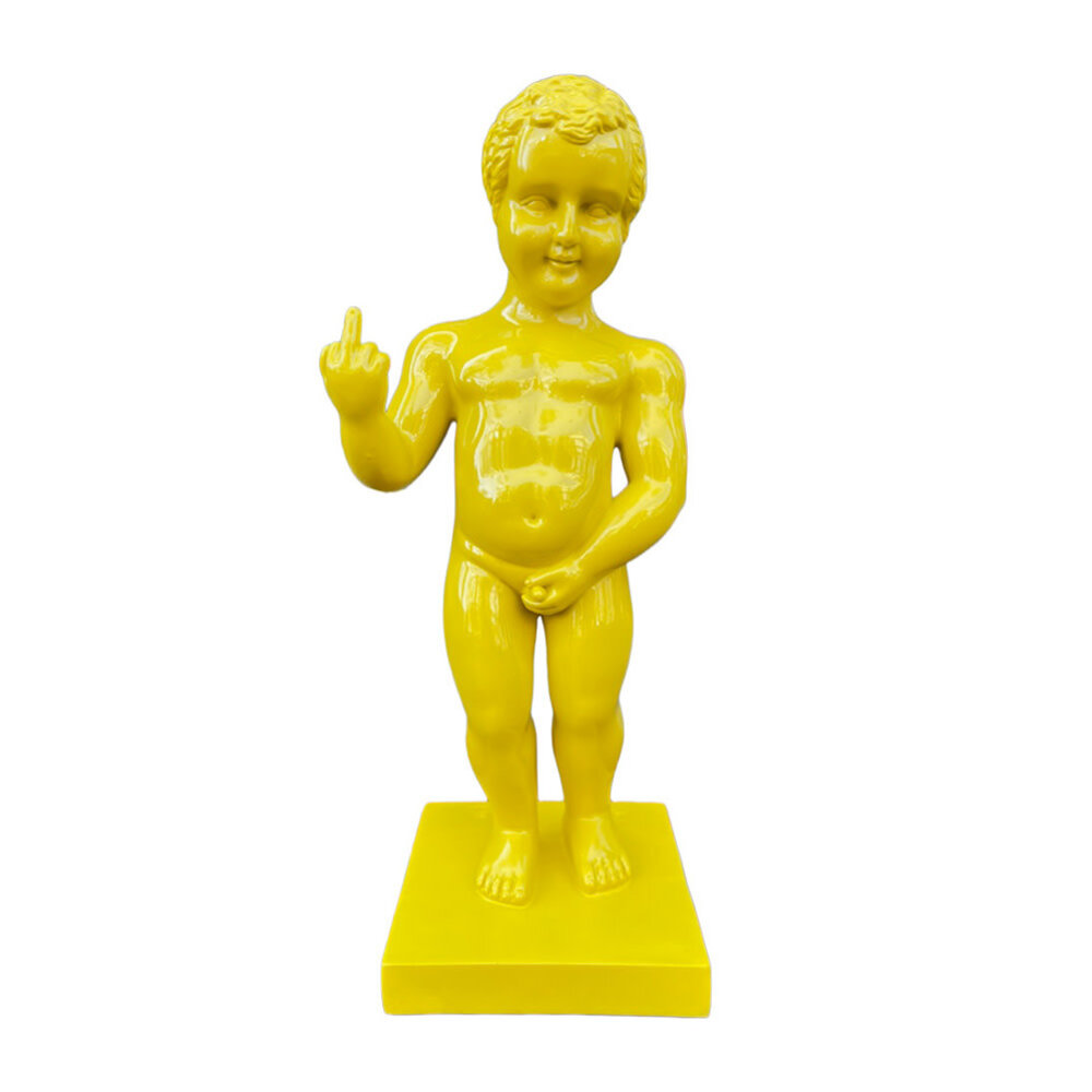 Melting Pot - Beeld Manneken Pis Fuck You Geel 20x45cm