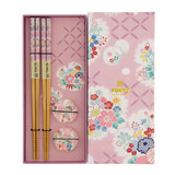 Tokyo Design Studio - Eetstokjes Roze Bloemen met Opleggers set/2 in doos