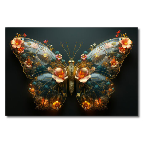 Melting Pot - Glasschilderij Butterfly LV Multicolor 120x80cm