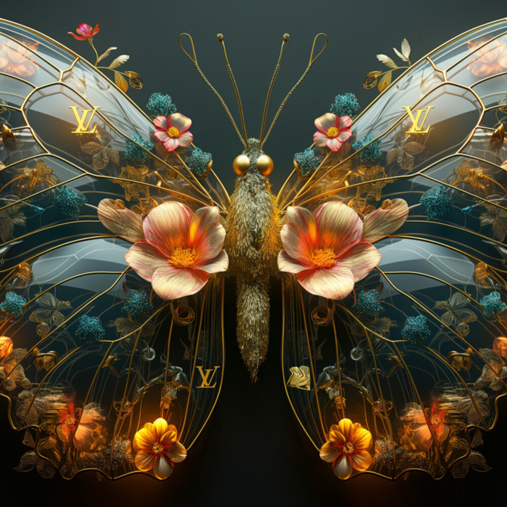 Melting Pot - Glasschilderij Butterfly LV Multicolor 120x80cm