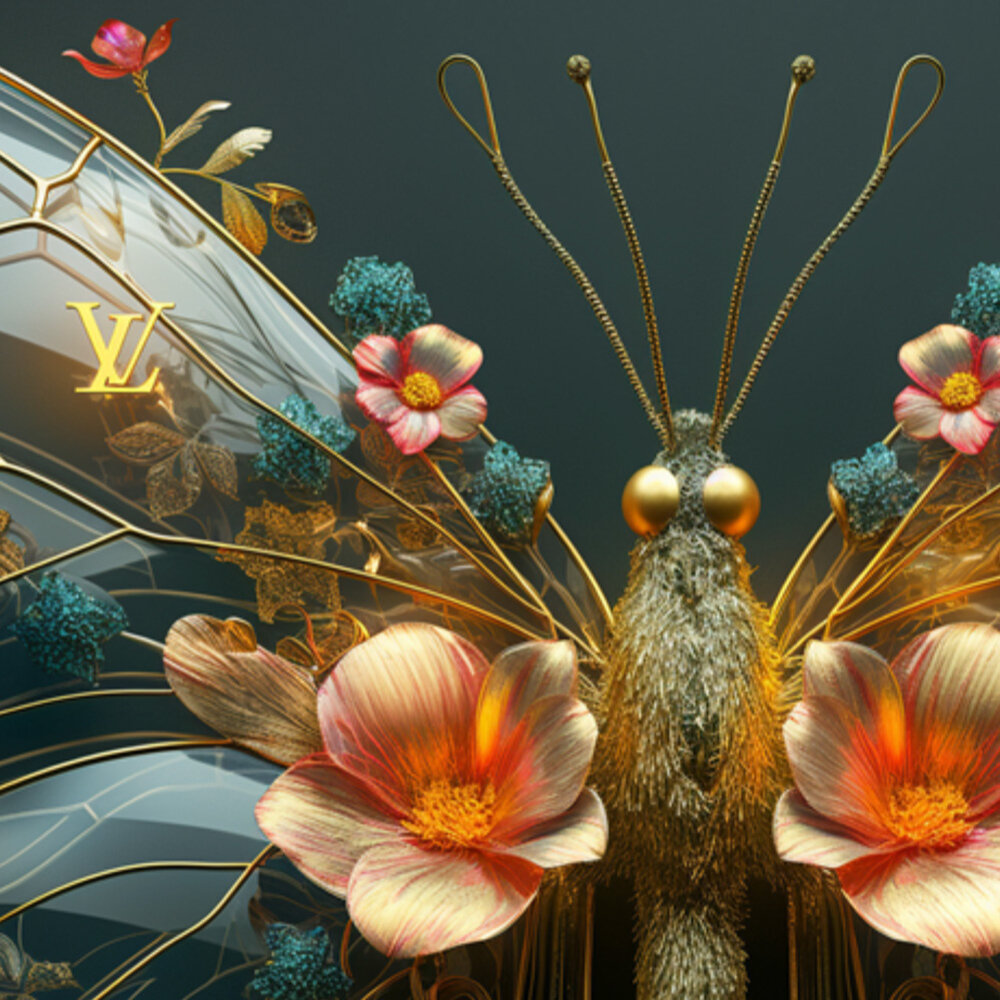 Melting Pot - Glasschilderij Butterfly LV Multicolor 120x80cm