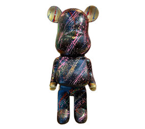 Melting Pot - Beeld Design Beer Zwart met Splash Multicolor 20x50cm