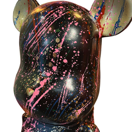 Melting Pot - Beeld Design Beer Zwart met Splash Multicolor 20x50cm