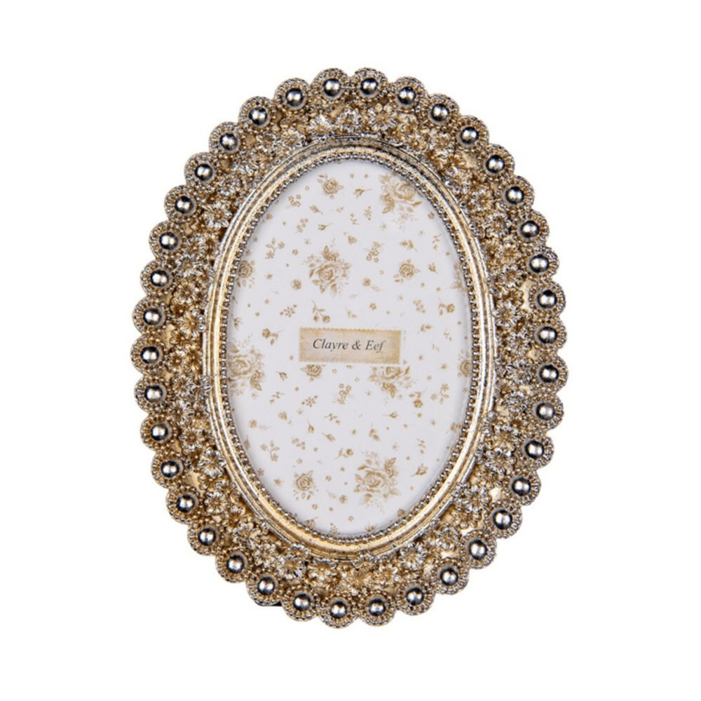 Melting Pot - Fotolijstje Ovaal Parels Bloemen Goud 16x20cm - foto 10x15cm