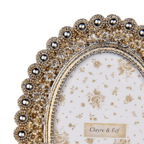 Melting Pot - Fotolijstje Ovaal Parels Bloemen Goud 16x20cm - foto 10x15cm