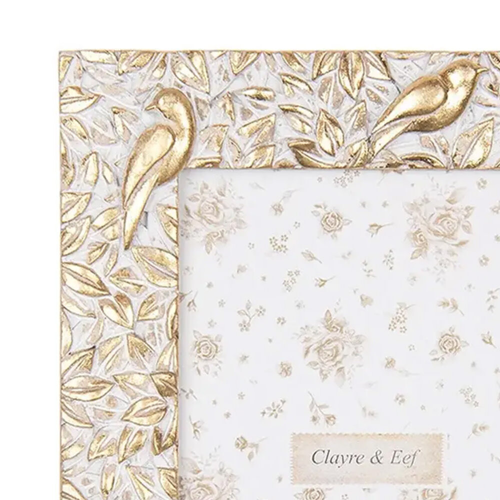 Melting Pot - Fotolijstje Vogels Bladeren Goud-Wit 15x20cm - foto 10x15cm